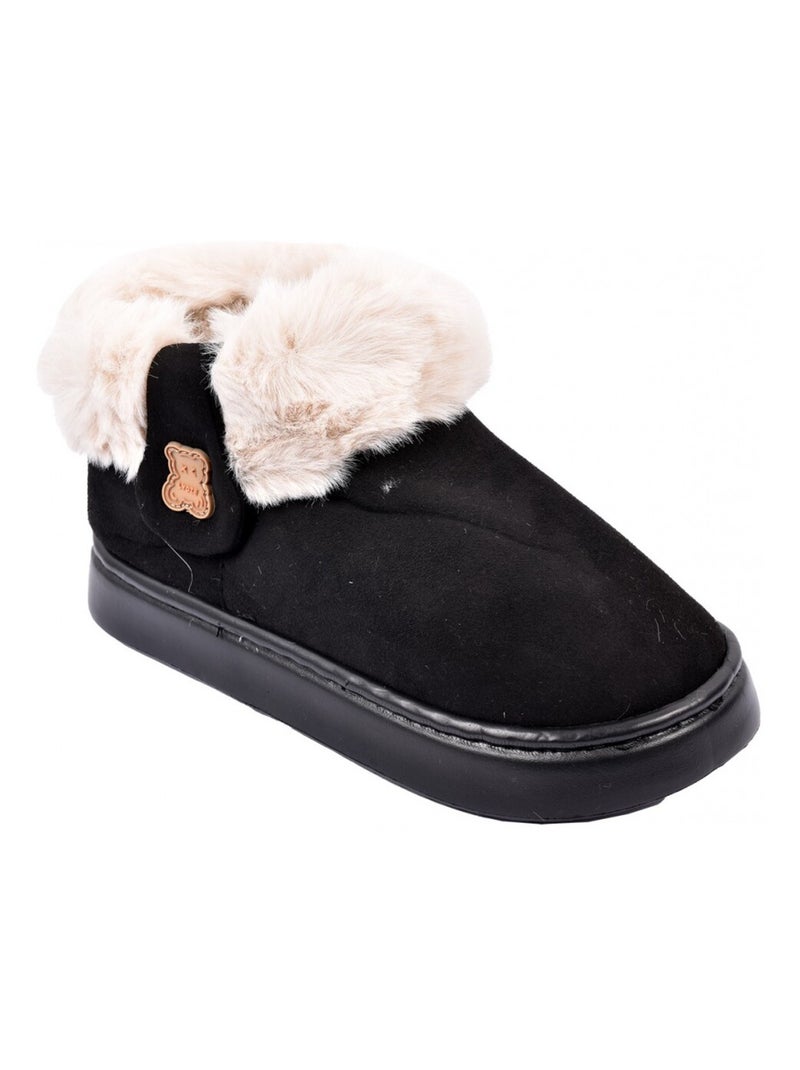 PANTOUFLE Bottine Intérieure Femme Fourrée Noir - Kiabi