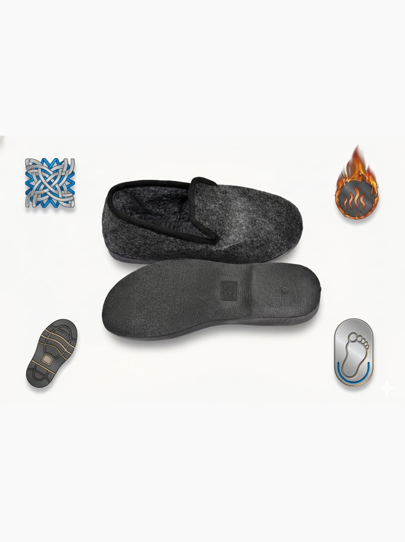 Pantoufle Charentaise femme hiver gris anthracite - Kiabi