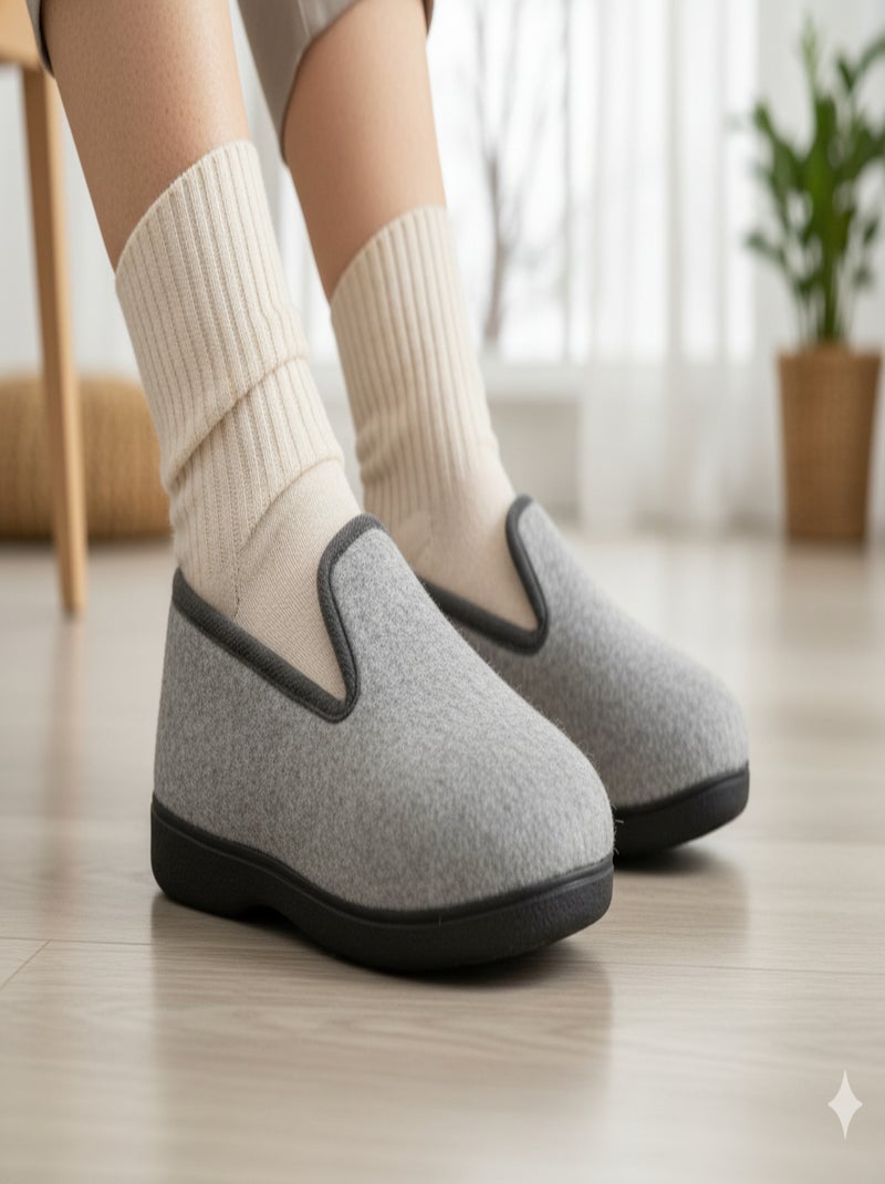 Pantoufle Charentaise femme hiver Gris chiné - Kiabi