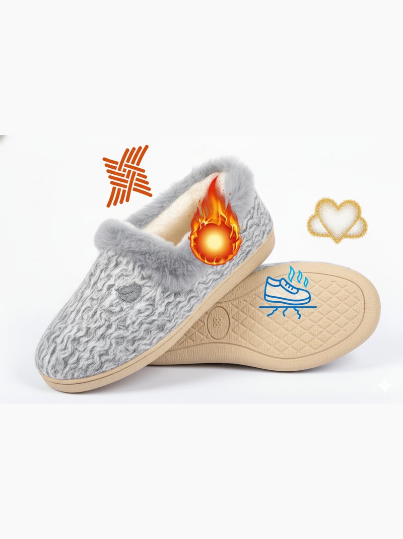Pantoufle Charentaise femme hiver Gris clair - Kiabi