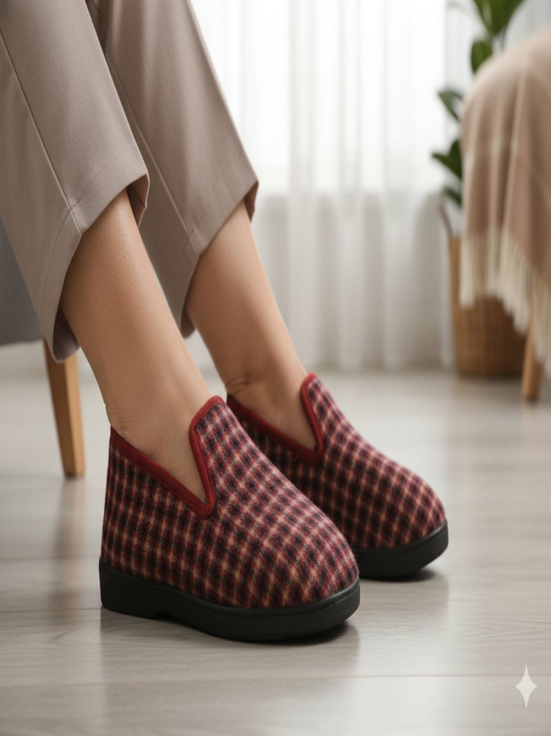 Pantoufle Charentaise femme hiver Rouge bordeaux - Kiabi