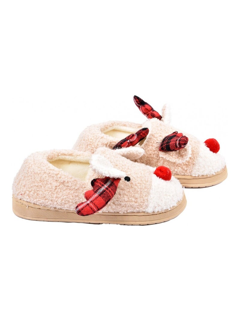 PANTOUFLE Femme Chausson Fantaisie Beige/Blanc Perlé/Platine - Kiabi