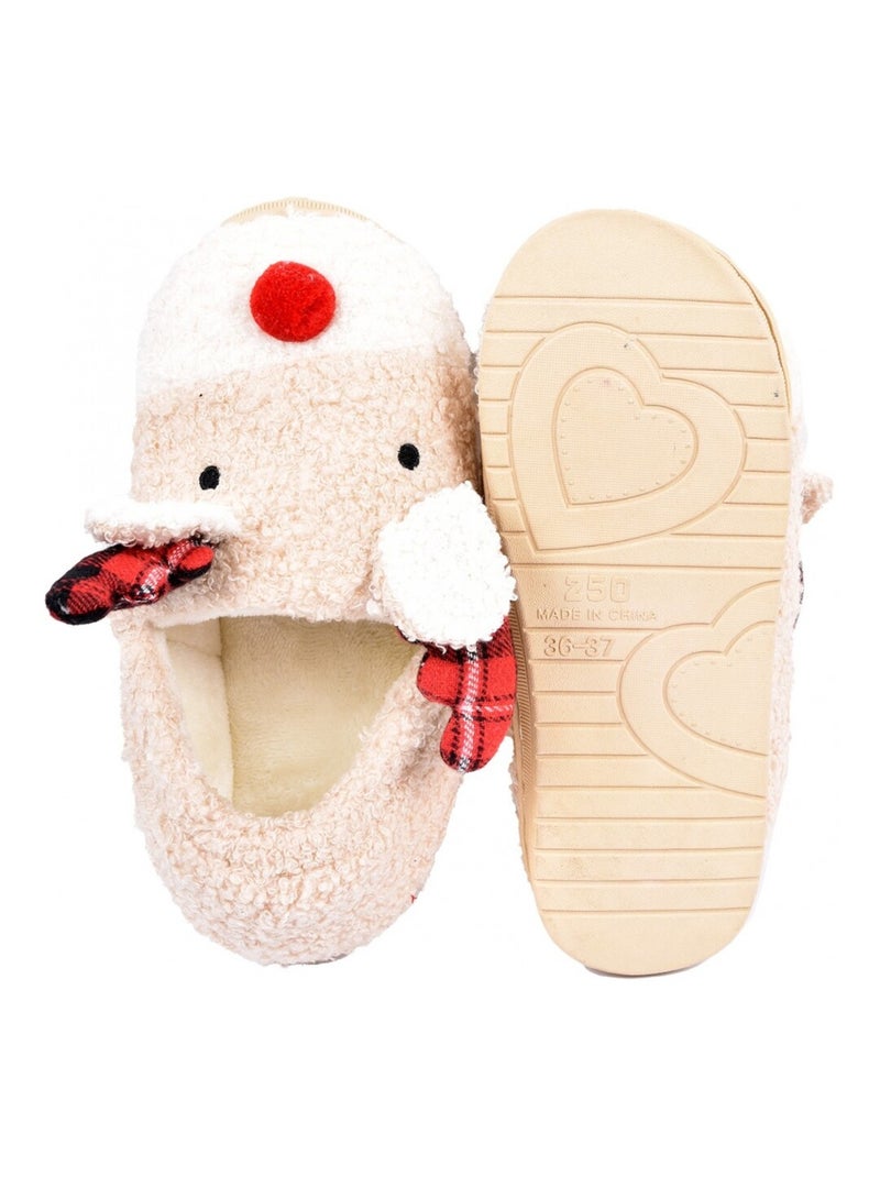 PANTOUFLE Femme Chausson Fantaisie Beige/Blanc Perlé/Platine - Kiabi