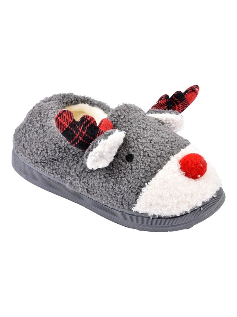 PANTOUFLE Femme Chausson Fantaisie Gris - Kiabi