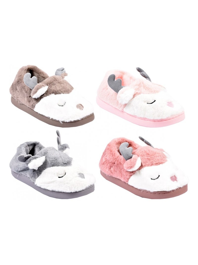 PANTOUFLE Femme Chausson Fantaisie Gris - Kiabi