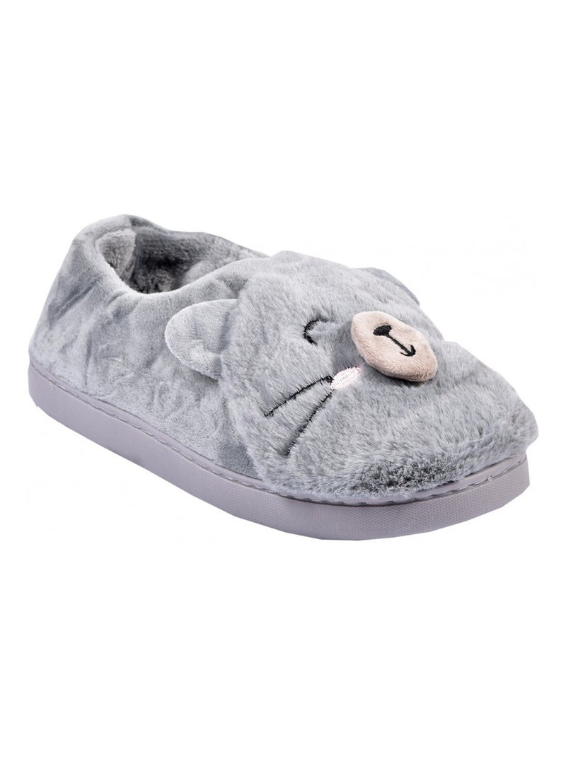 PANTOUFLE Femme Chausson Fantaisie Gris - Kiabi