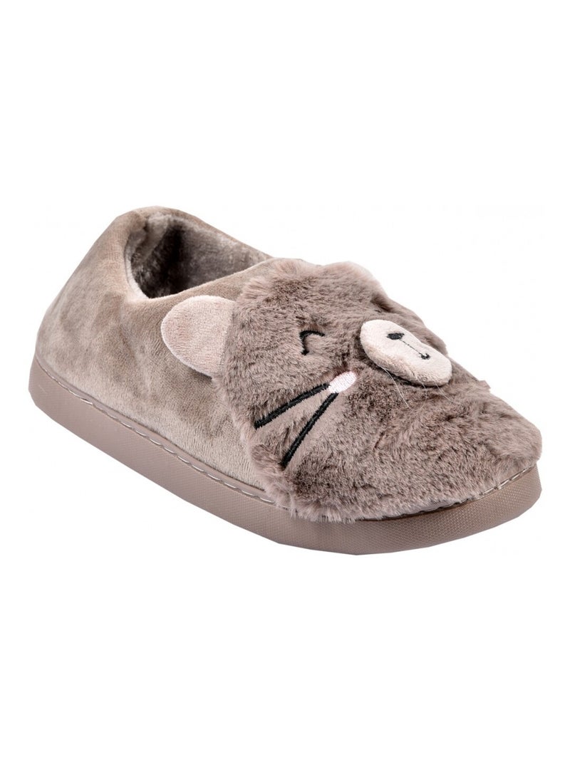 PANTOUFLE Femme Chausson Fantaisie Marron - Kiabi