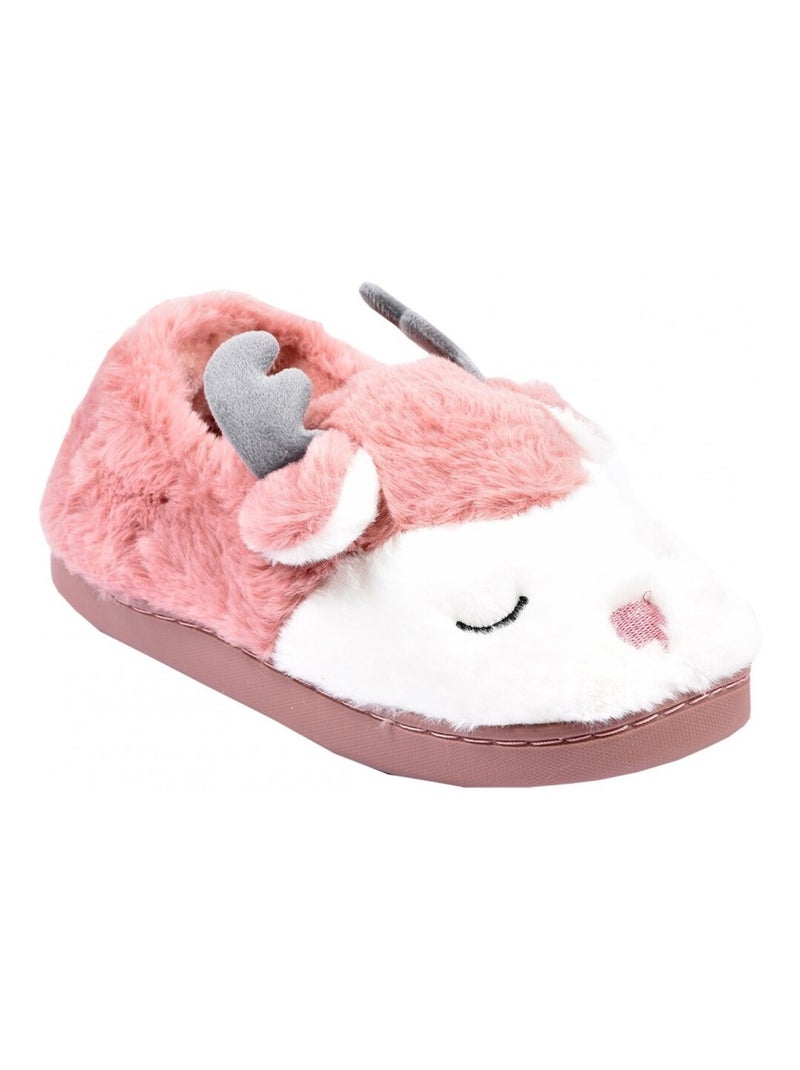 PANTOUFLE Femme Chausson Fantaisie Rose framboise - Kiabi