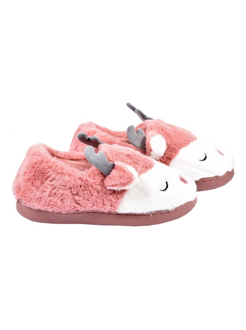 PANTOUFLE Femme Chausson Fantaisie Rose framboise - Kiabi