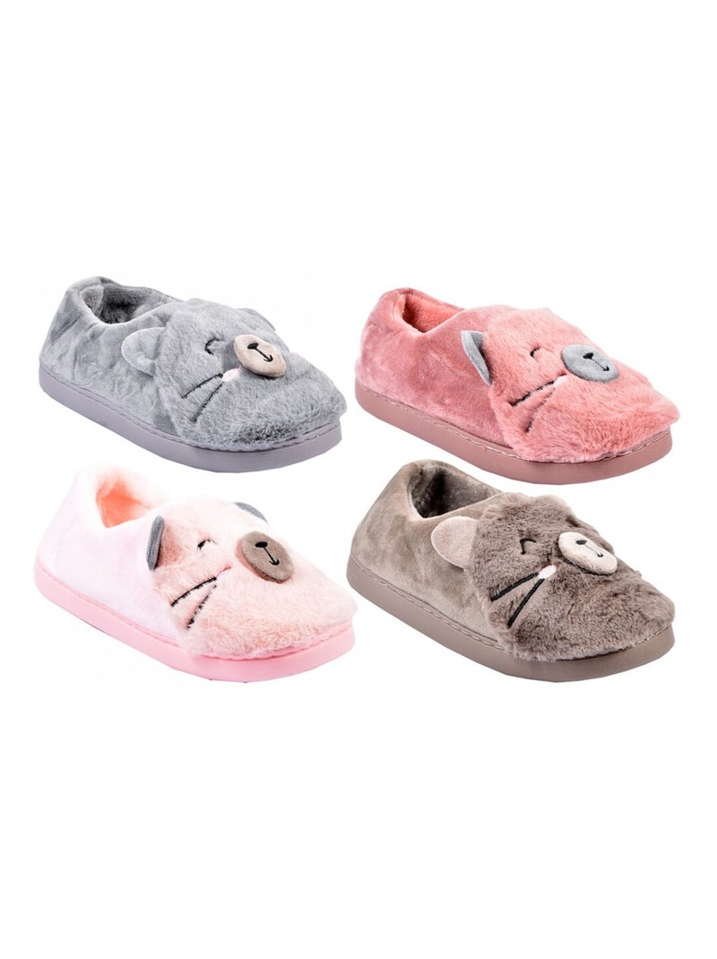 PANTOUFLE Femme Chausson Fantaisie Rose framboise - Kiabi