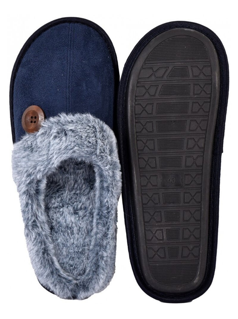 Pantoufle HOMME SUEDINE Bleu marine - Kiabi