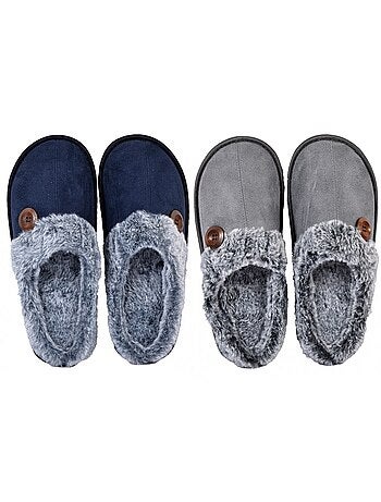 Pantoufle HOMME SUEDINE Pack de 2