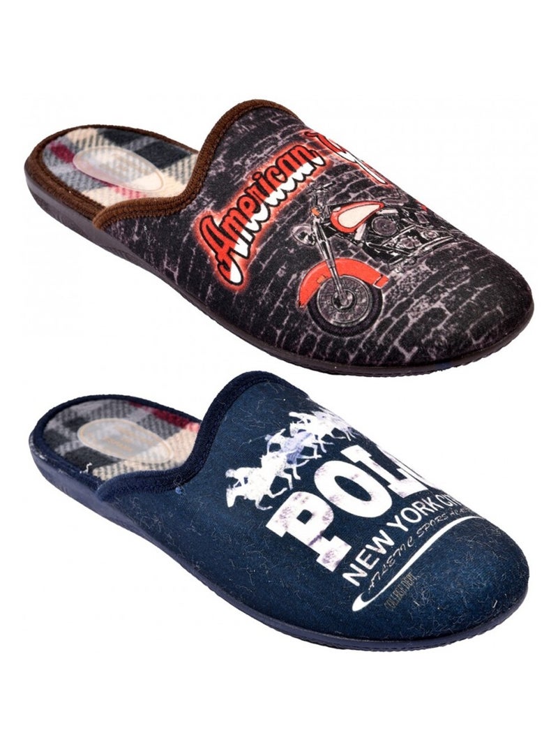 Pantoufle Mule PRINT FANTAISIE Bleu marine - Kiabi