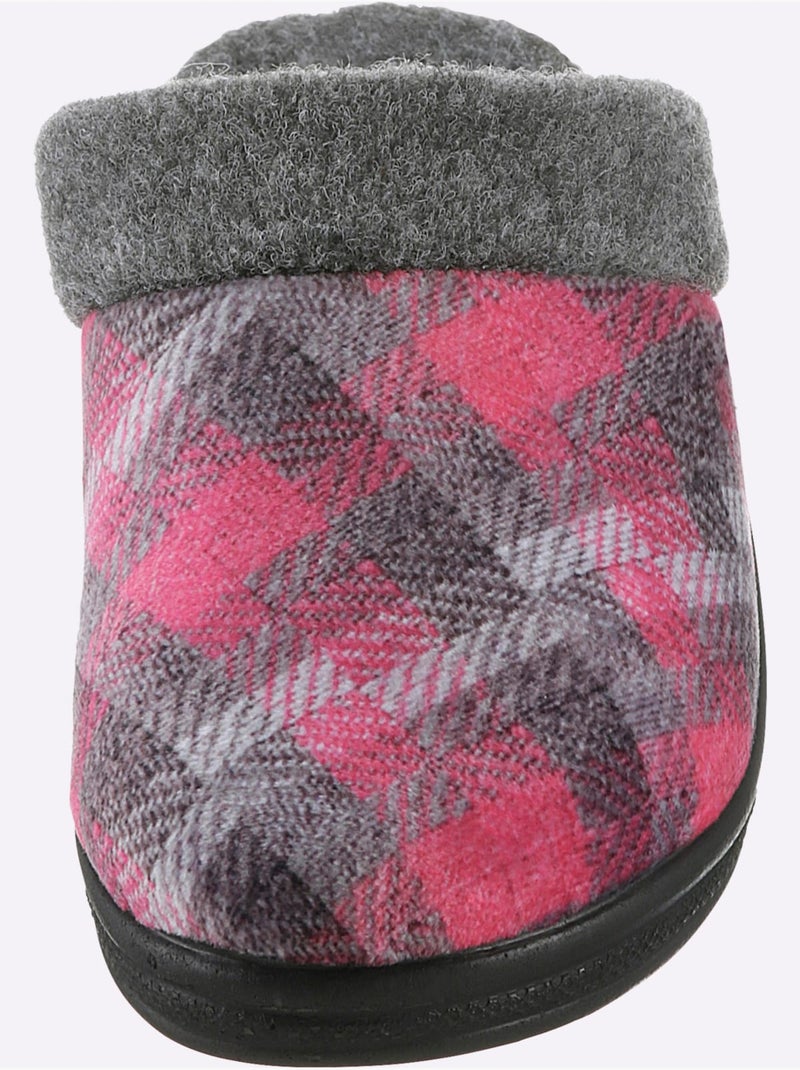 Pantoufles à motif à carreaux avec intérieur en textile - taille standard - witt Rose fushia - Kiabi