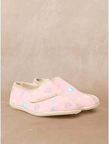 Pantoufles à scratch brodées fleurs