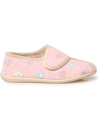 Pantoufles à scratch brodées fleurs