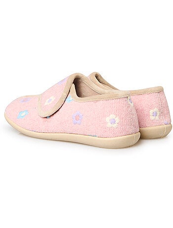 Pantoufles à scratch brodées fleurs