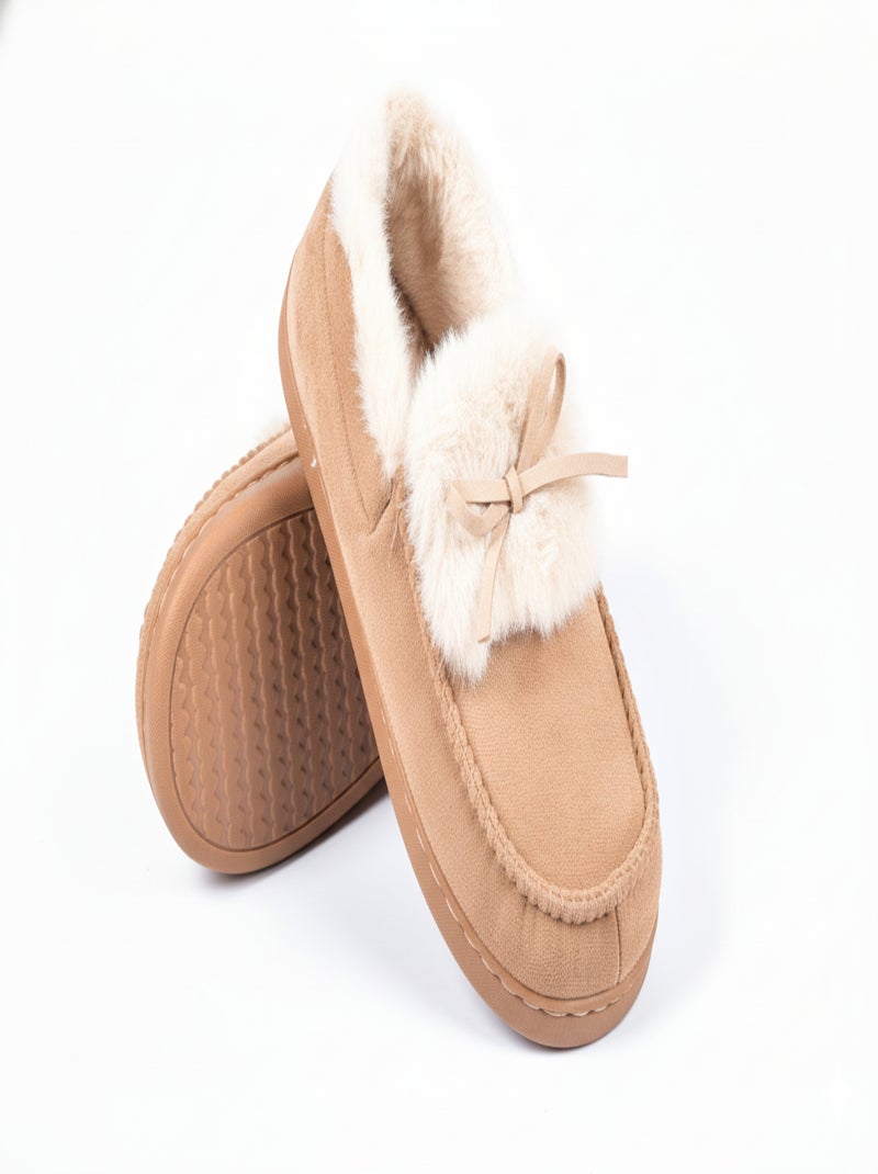 Pantoufles Charentaises femme Velours MD10154 Camel - Kiabi