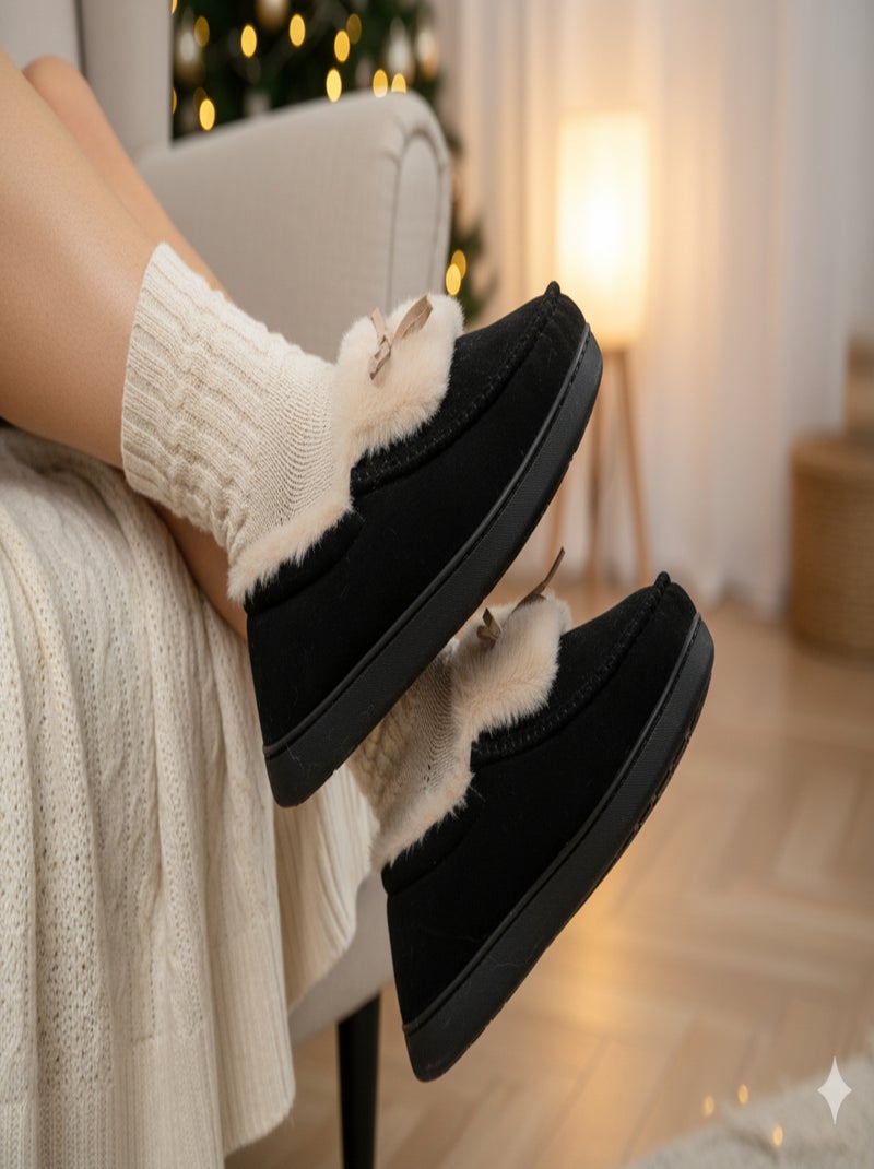 Pantoufles Charentaises femme Velours MD10154 Noir - Kiabi