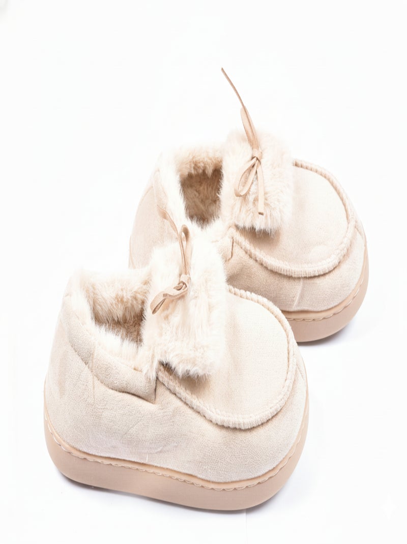 Pantoufles Charentaises femme Velours MD10154 Taupe - Kiabi