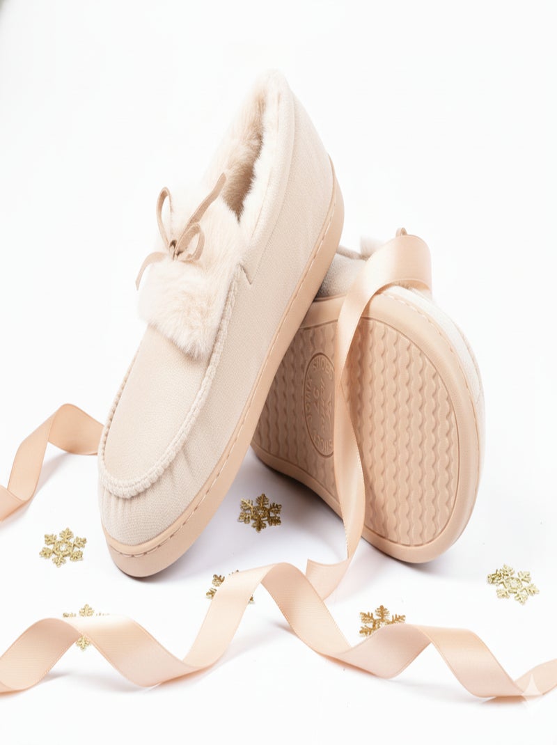 Pantoufles Charentaises femme Velours MD10154 Taupe - Kiabi