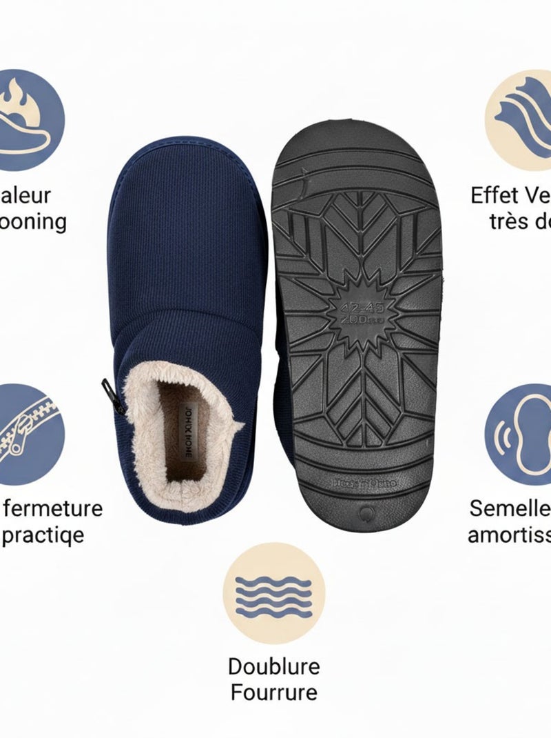 Pantoufles charentaises montantes Bleu marine - Kiabi