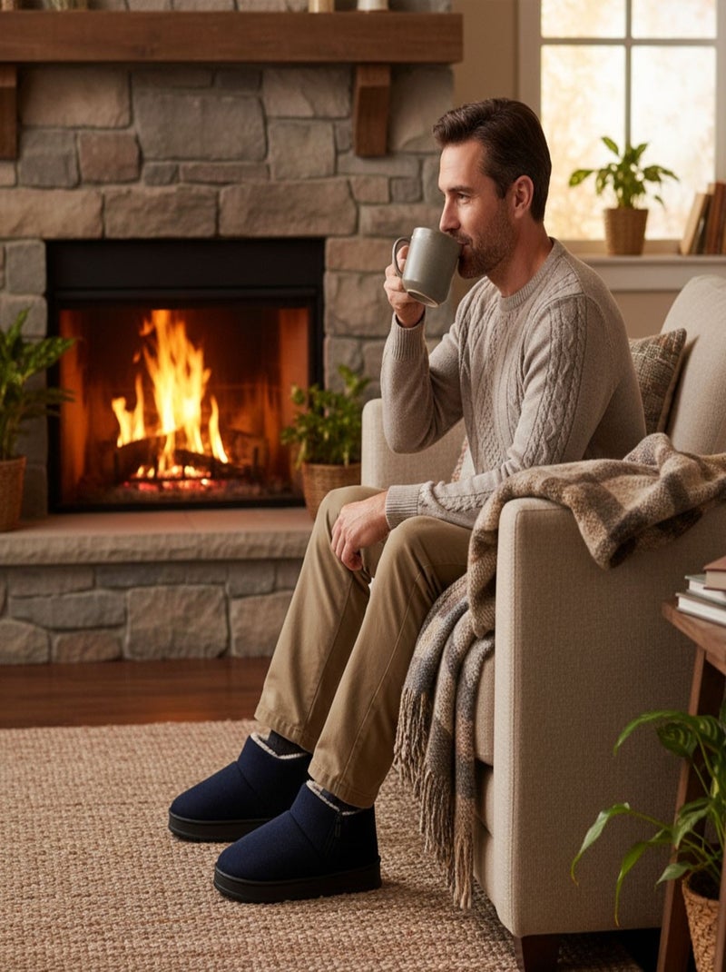 Pantoufles charentaises montantes Bleu marine - Kiabi