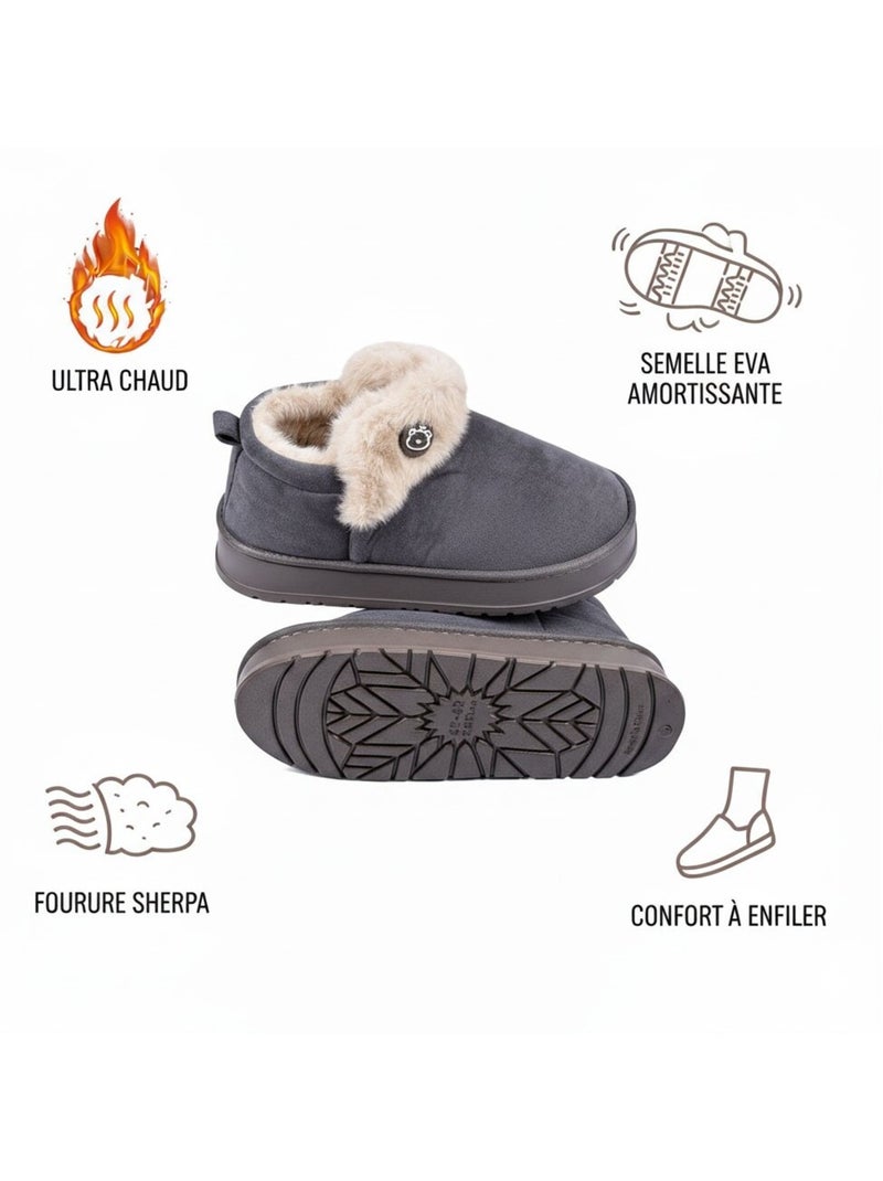 Pantoufles charentaises montantes MU10162 Gris - Kiabi