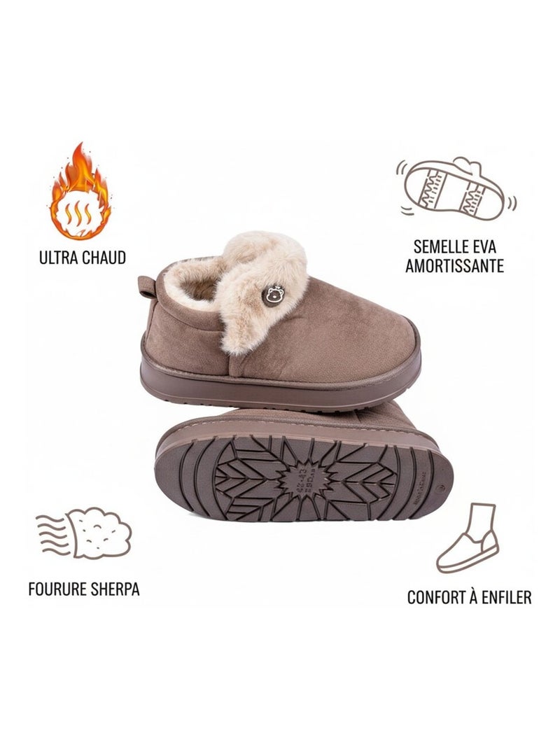 Pantoufles charentaises montantes MU10162 Marron - Kiabi