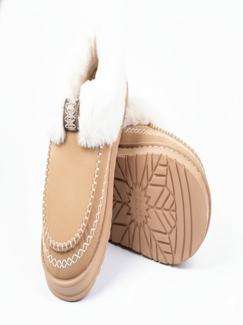 Pantoufles Charentaises Ultra Légères Sherpa MD10158 Camel - Kiabi