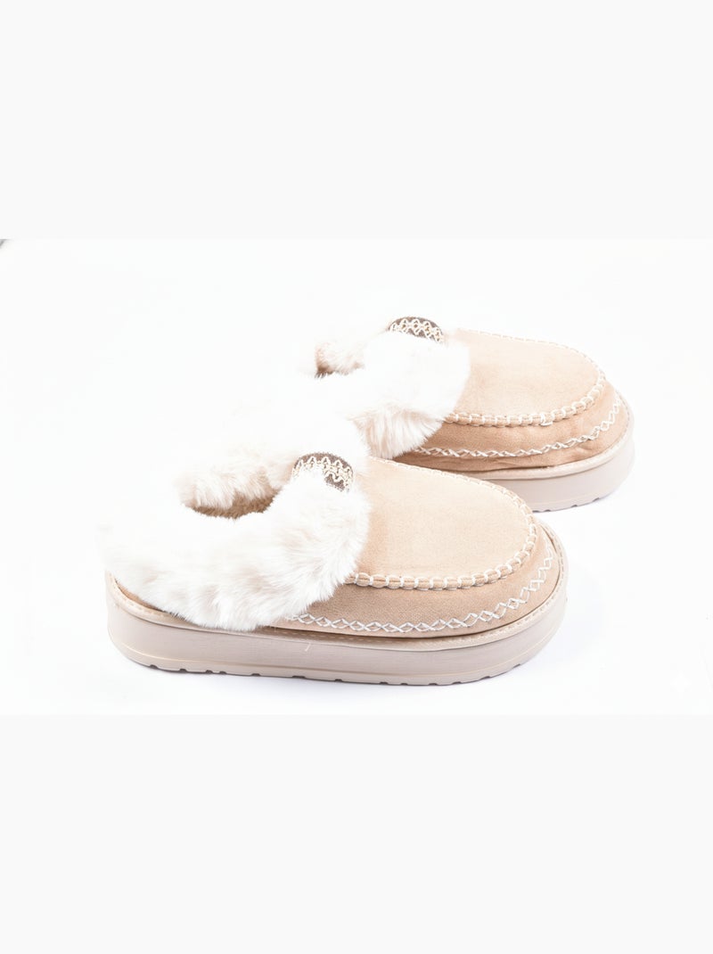 Pantoufles Charentaises Ultra Légères Sherpa MD10158 Taupe - Kiabi