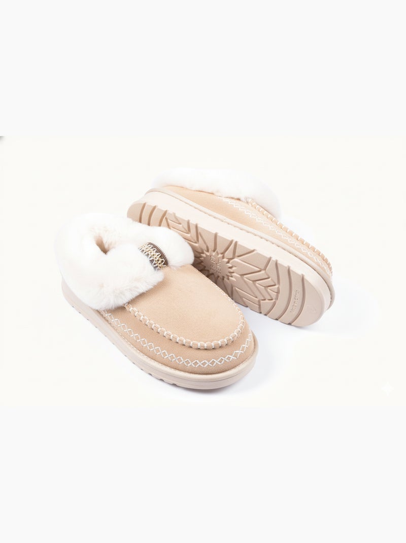 Pantoufles Charentaises Ultra Légères Sherpa MD10158 Taupe - Kiabi
