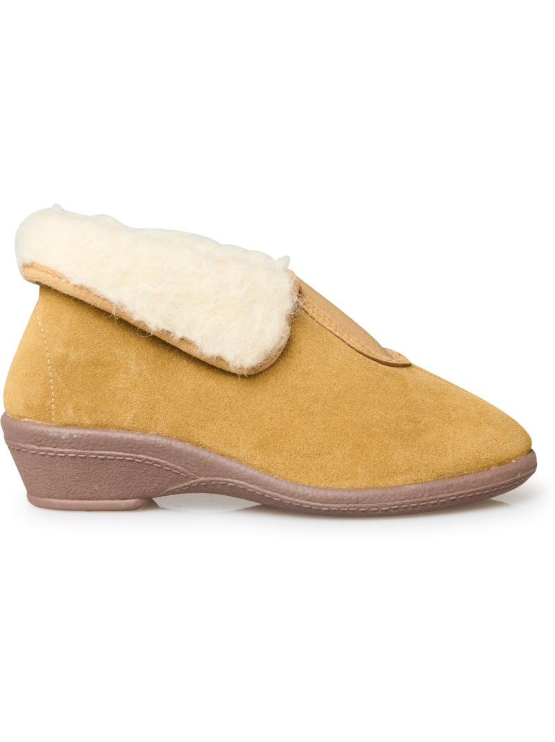 Pantoufles croûte de cuir fourrées - PEDICONFORT Beige - Kiabi