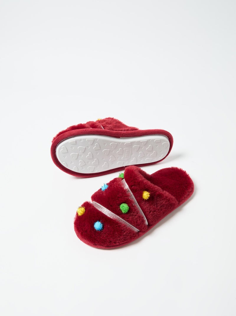 Pantoufles de chambre à coucher de Noël, MO Fashion Rouge - Kiabi