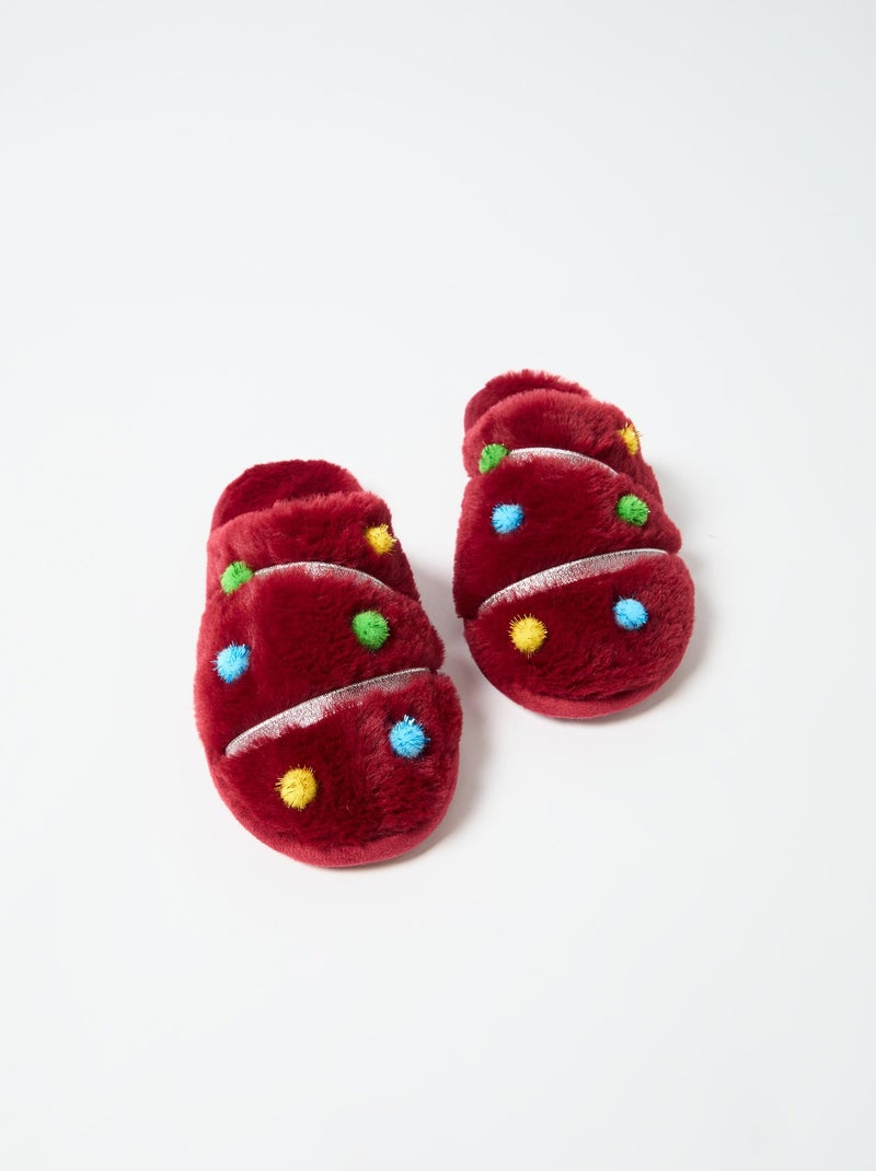 Pantoufles de chambre à coucher de Noël, MO Fashion Rouge - Kiabi