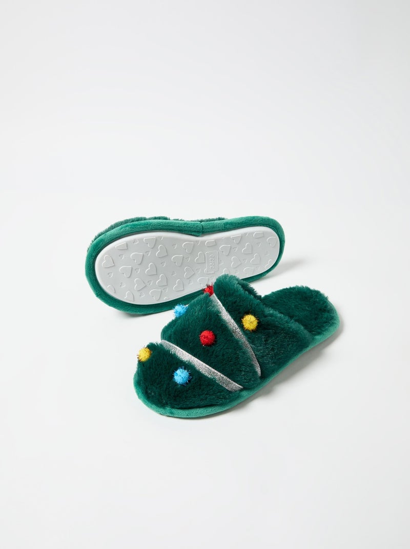 Pantoufles de chambre à coucher de Noël, MO Fashion Vert - Kiabi
