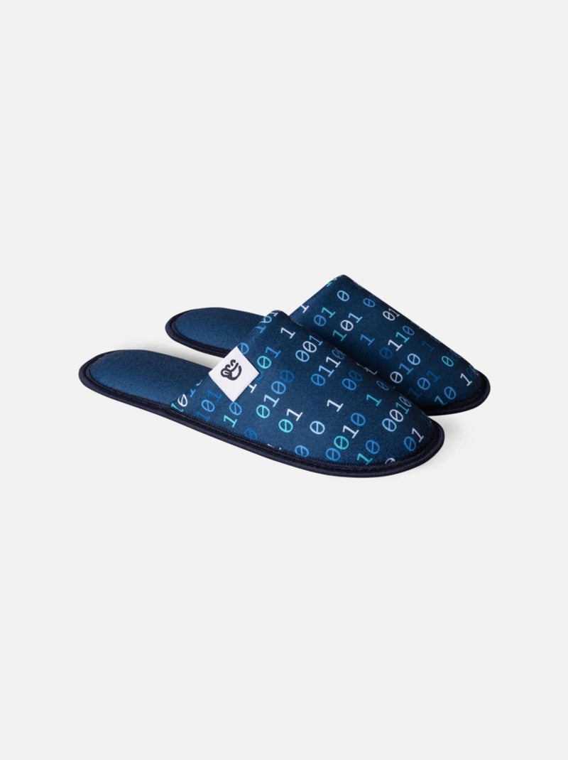 Pantoufles Dedoles Binaire 0 et 1 Bleu foncé - Kiabi