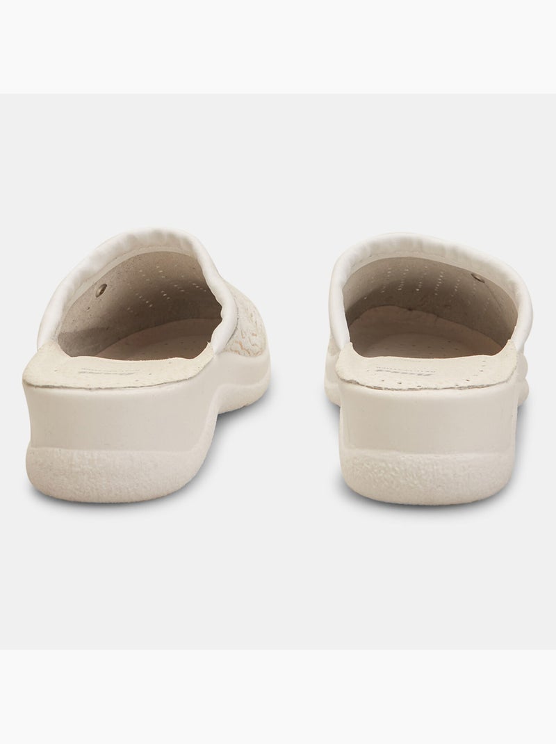 Pantoufles en cuir Blanc - Kiabi