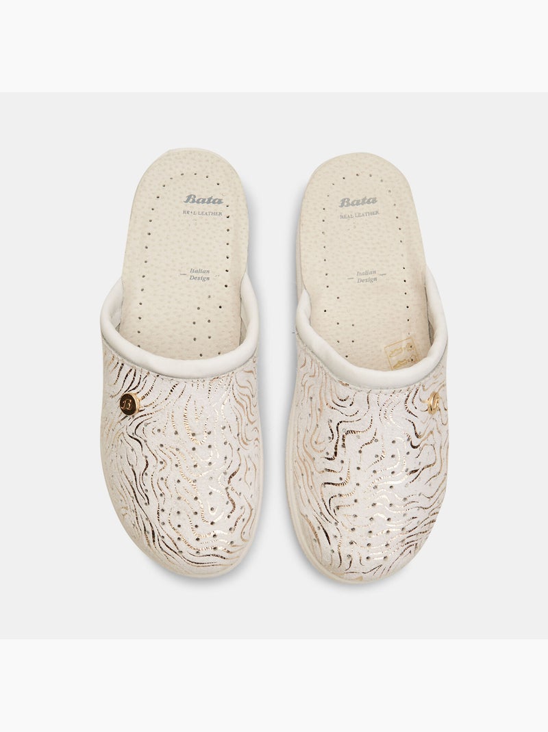 Pantoufles en cuir Blanc - Kiabi