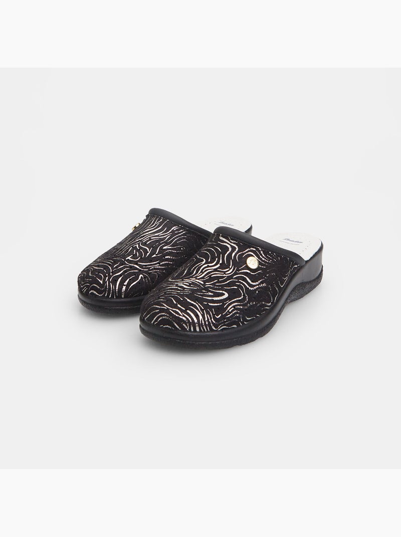 Pantoufles en cuir Noir - Kiabi