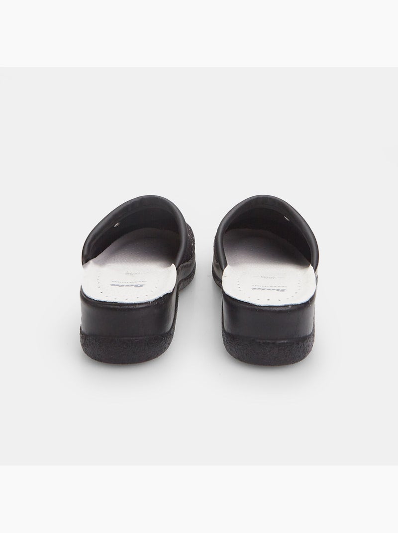 Pantoufles en cuir Noir - Kiabi