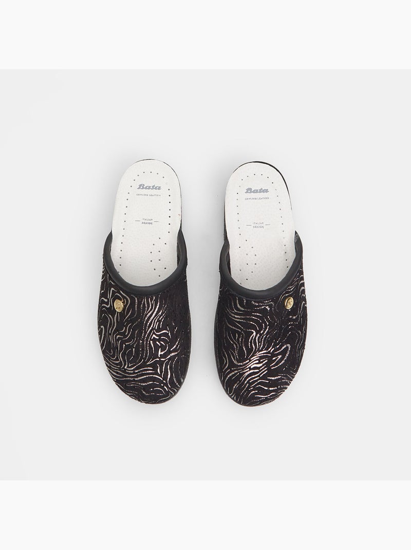 Pantoufles en cuir Noir - Kiabi