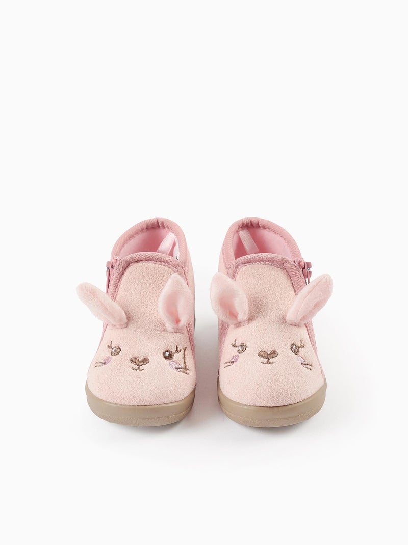 Pantoufles en Velours avec Oreilles Rose clair - Kiabi