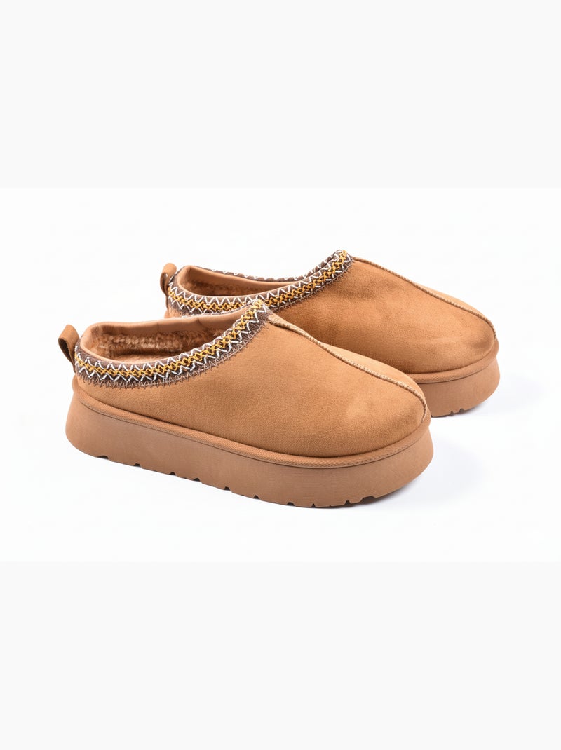 Pantoufles Femme Hiver Mule  Style Scandinave MD9769 Camel - Kiabi