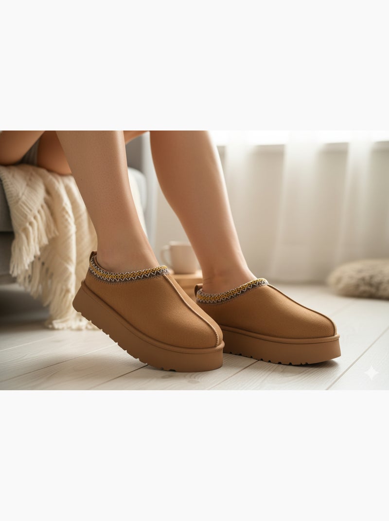 Pantoufles Femme Hiver Mule  Style Scandinave MD9769 Camel - Kiabi