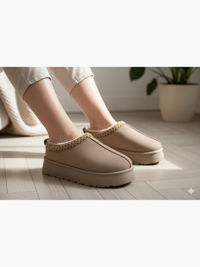 Pantoufles Femme Hiver Mule  Style Scandinave MD9769 Taupe - Kiabi