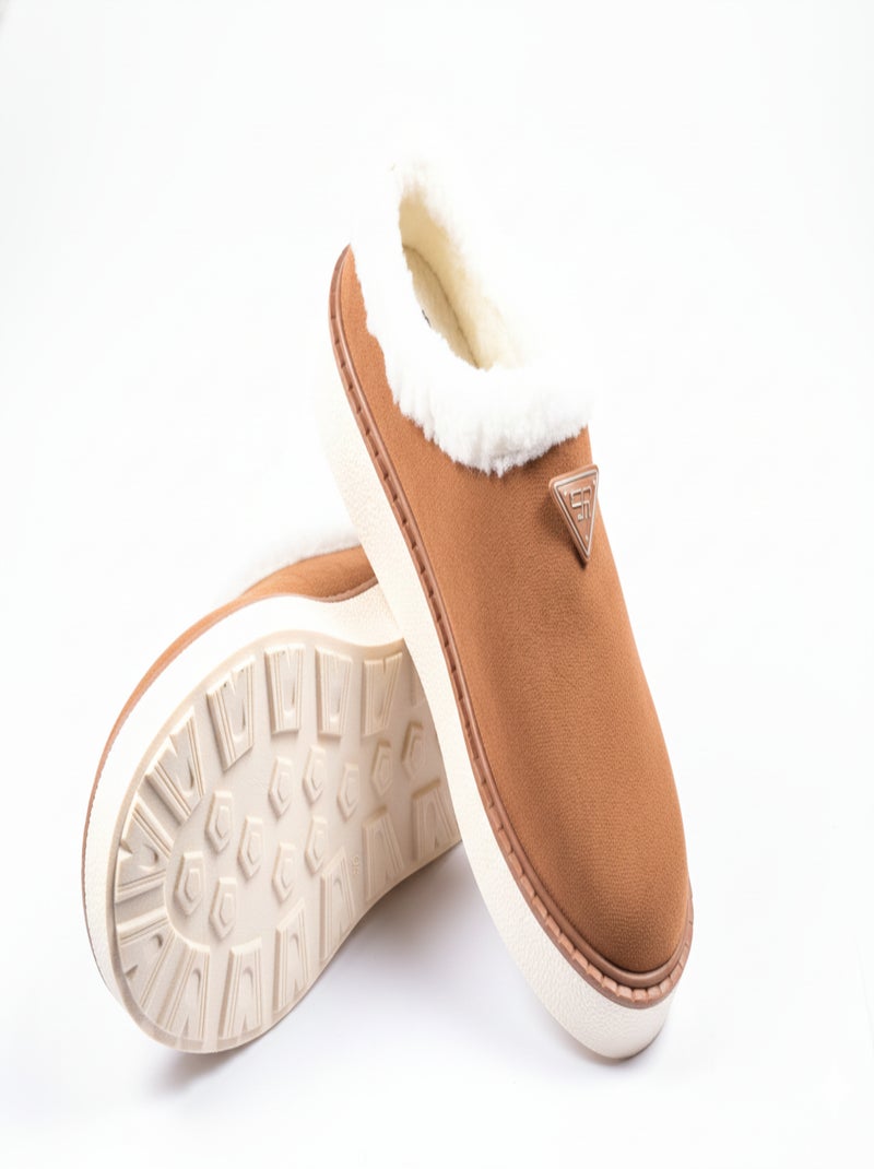 Pantoufles Femme Hiver Mule  Style Scandinave ND10882 Camel - Kiabi