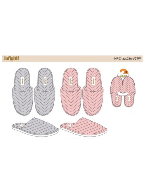 Pantoufles Femme INFINITIF  Pack de 2 - Kiabi