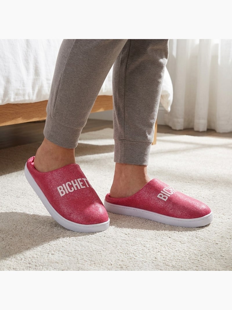 Pantoufles Femme Lurex Glitter Framboise - Kiabi