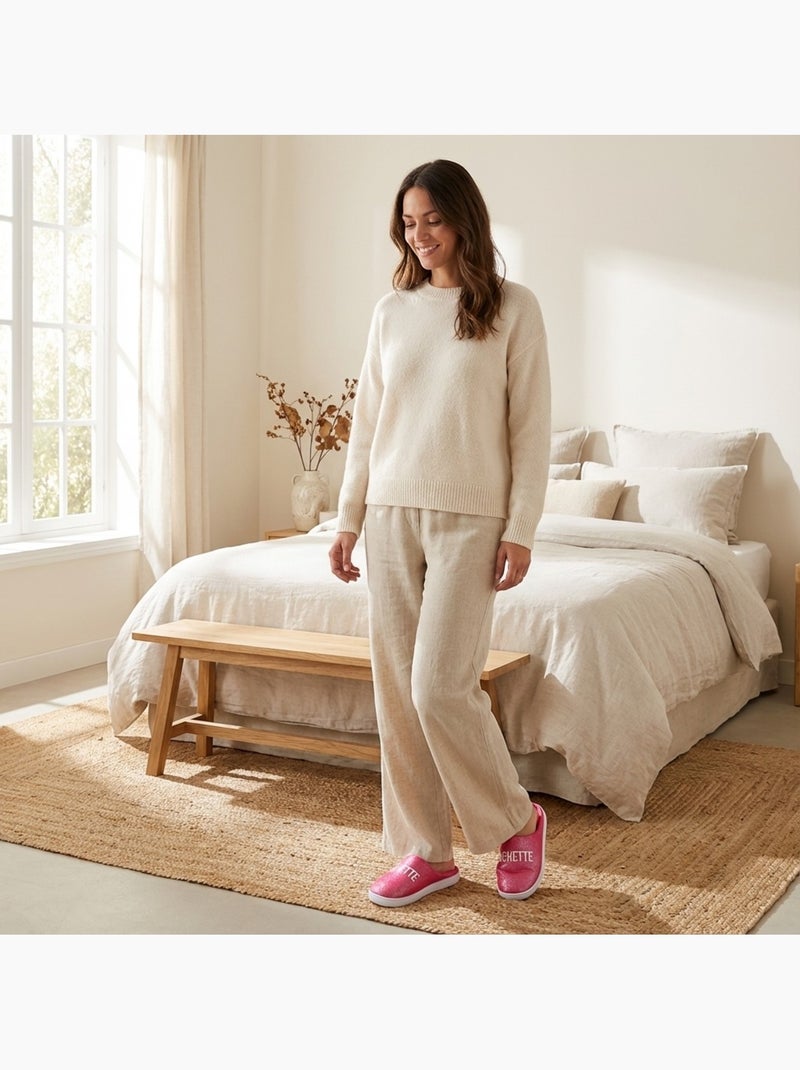 Pantoufles Femme Lurex Glitter Framboise - Kiabi